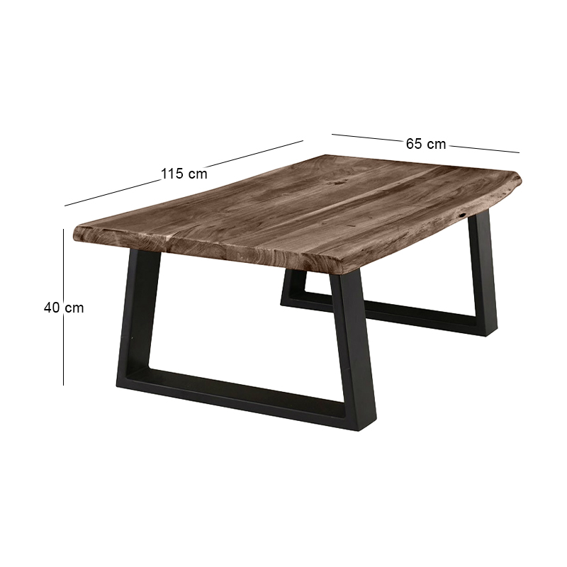 LIZARD Slim Coffee Table 115x65 Acacia Walnut Finish (Black Paint)