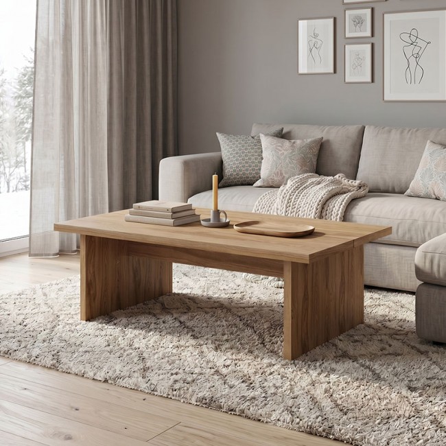 Loana Megapap melamine coffee table in walnut Ud color 120x70x40cm.