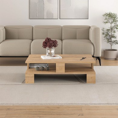 Mansu Megapap melamine coffee table in natural beech color 80x50x27cm.