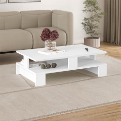 Τραπεζάκι σαλονιού Mansu Megapap χρώμα λευκό 80x50x27εκ. Τραπεζάκι σαλονιού Mansu Megapap χρώμα λευκό 80x50x27εκ.