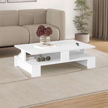 Τραπεζάκι σαλονιού Mansu Megapap χρώμα λευκό 80x50x27εκ. Τραπεζάκι σαλονιού Mansu Megapap χρώμα λευκό 80x50x27εκ.