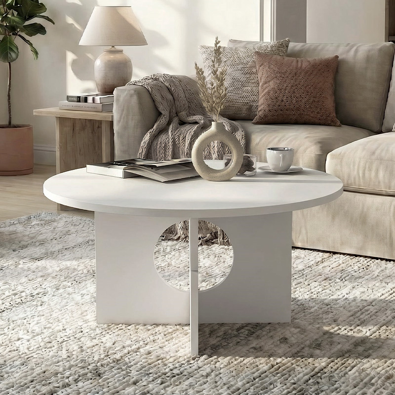 Mara Megapap melamine coffee table in white color Ø75x36.8cm.