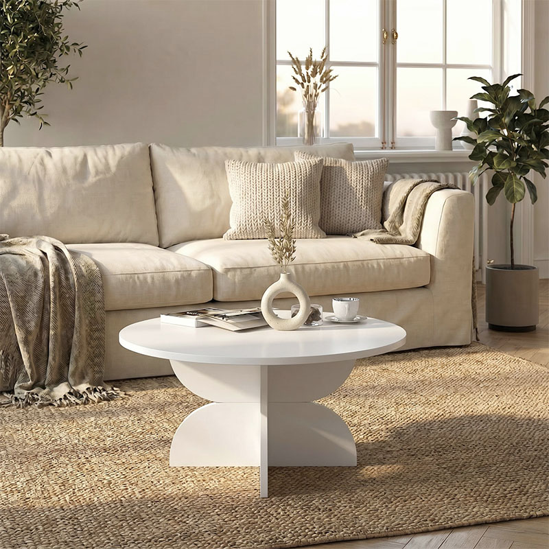 Mara Megapap melamine coffee table in white color Ø75x36.8cm.