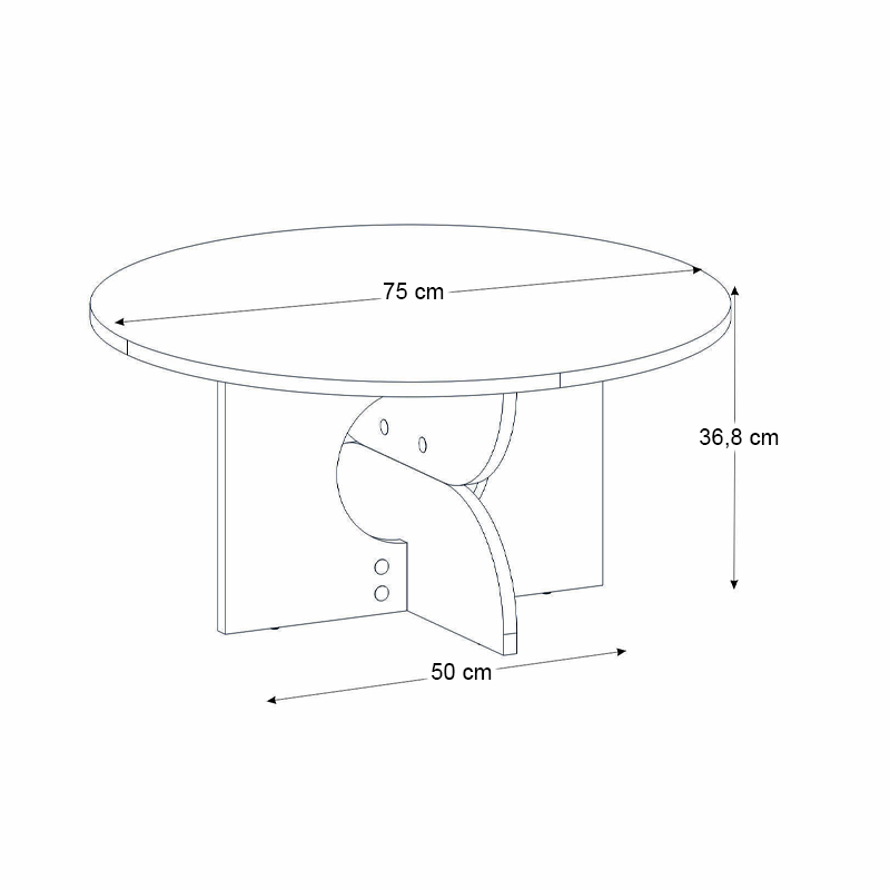Mara Megapap melamine coffee table in white color Ø75x36.8cm.