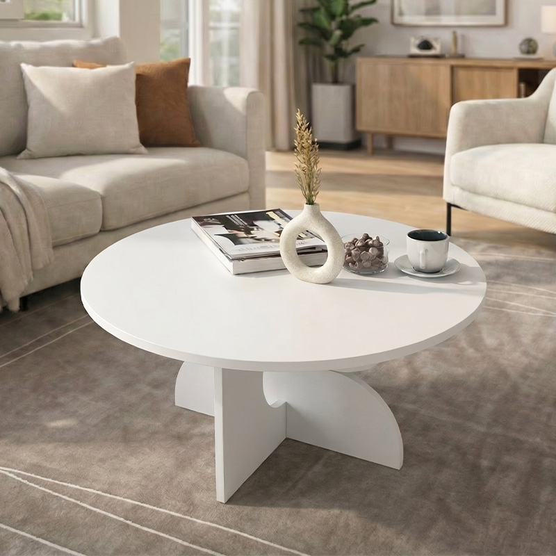 Mara Megapap melamine coffee table in white color Ø75x36.8cm.