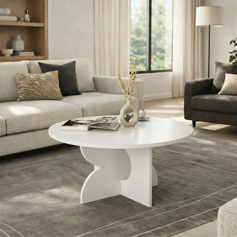 Mara Megapap melamine coffee table in white color Ø75x36.8cm.