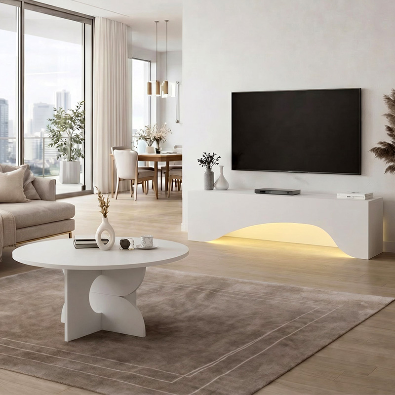 Mara Megapap melamine coffee table in white color Ø75x36.8cm.