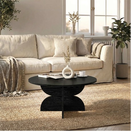 Mara Megapap melamine coffee table in sencron black color Ø75x36.8cm.