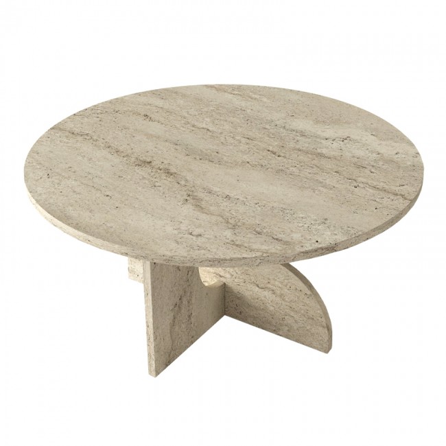 Τραπεζάκι σαλονιού Mara Megapap χρώμα travertine Ø75x36,8εκ.