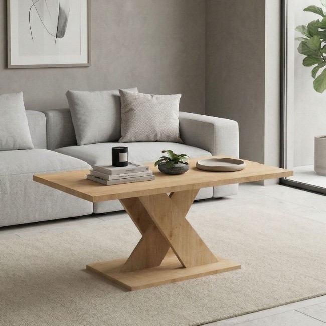 Marcello Megapap melamine coffee table in oak color 110x55x48cm.