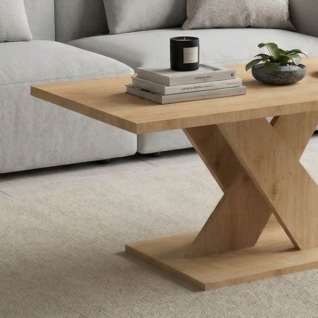 Marcello Megapap melamine coffee table in oak color 110x55x48cm.