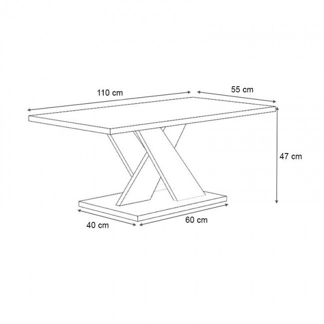Marcello Megapap melamine coffee table in anthracite color 110x55x48cm.