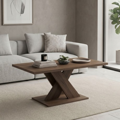 Marcello Megapap melamine coffee table in walnut color 110x55x47cm.