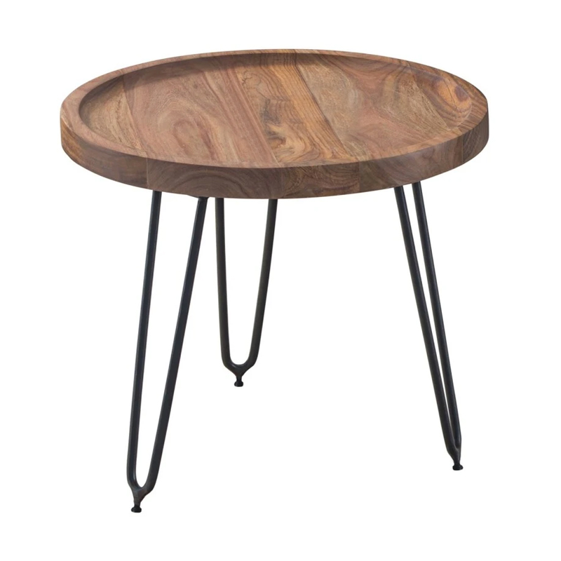 MATRI Coffee Table d.45x40 Acacia Natural Finish (Black Paint)