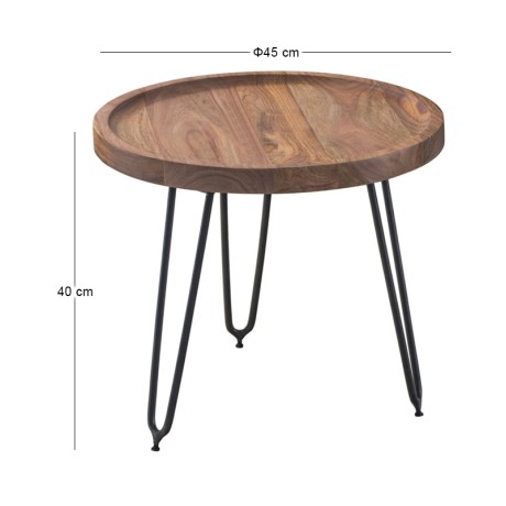 MATRI Coffee Table d.45x40 Acacia Natural Finish (Black Paint)
