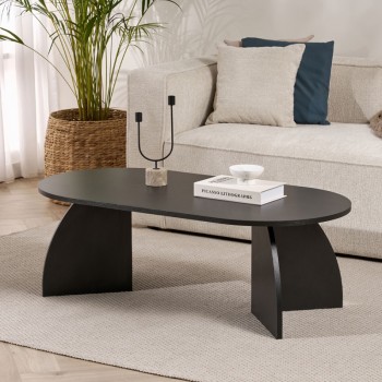 Melina Megapap melamine coffee table in black wood color 120x60x40cm.