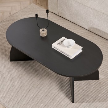Melina Megapap melamine coffee table in black wood color 120x60x40cm.