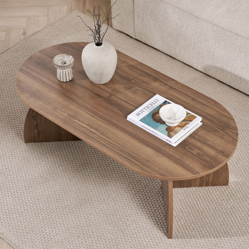 Melina Megapap melamine coffee table in walnut color 120x60x40cm.