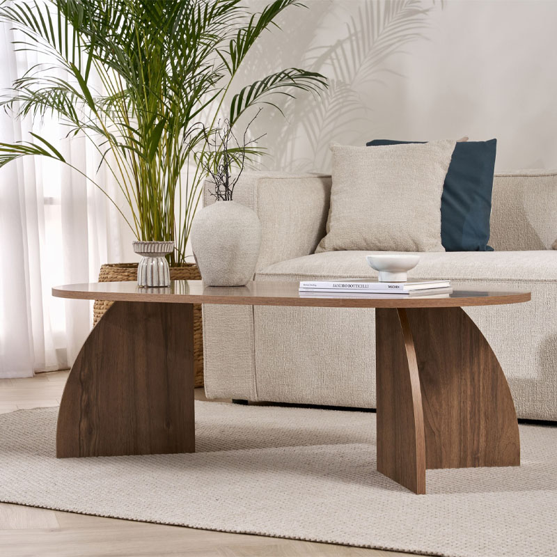 Melina Megapap melamine coffee table in walnut color 120x60x40cm.