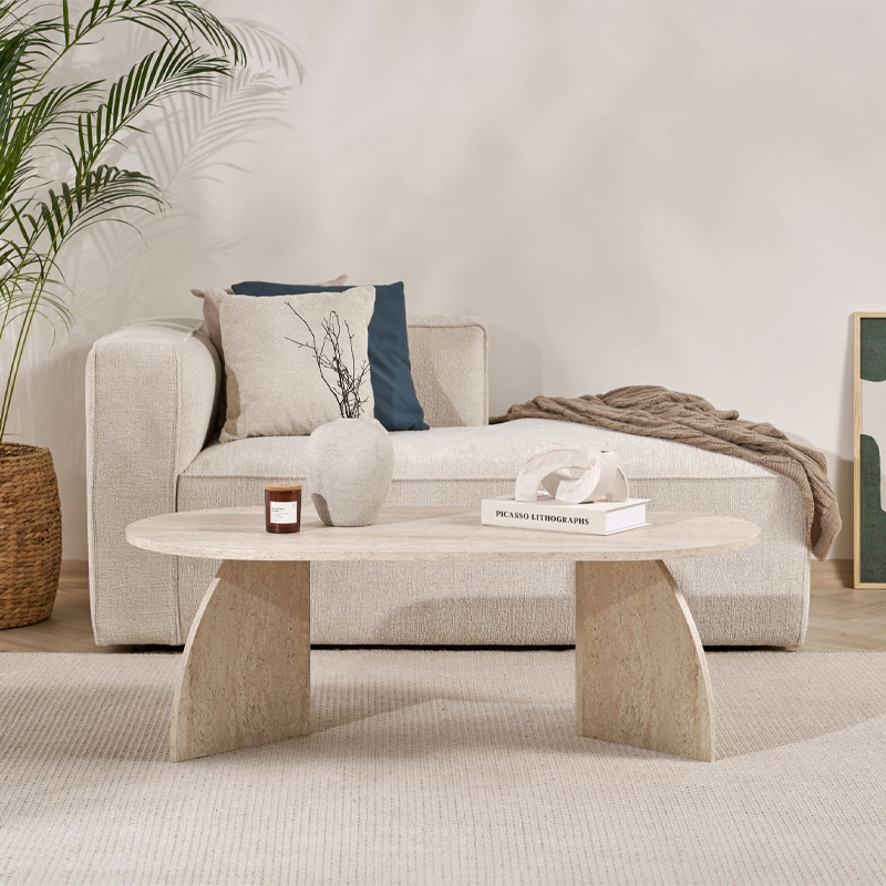 Τραπεζάκι σαλονιού Melina Megapap χρώμα travertine 120x60x40εκ.