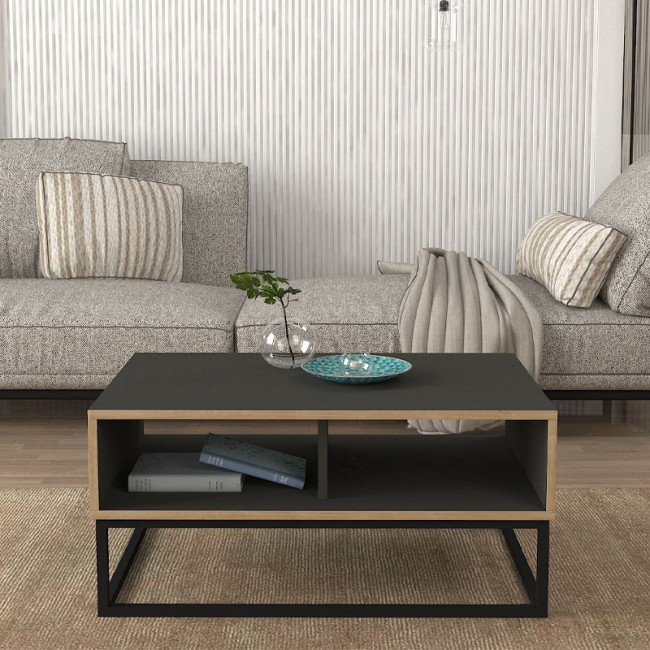 Modena Megapap melamine coffee table in anthracite color 90x60x41,6cm.