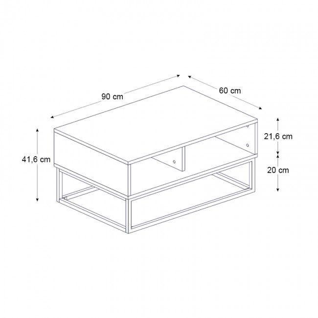 Modena Megapap melamine coffee table in anthracite color 90x60x41,6cm.
