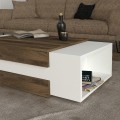 Nora Megapap melamine coffee table in white - walnut color 110x60,6x31cm.