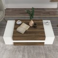 Nora Megapap melamine coffee table in white - walnut color 110x60,6x31cm.