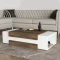 Nora Megapap melamine coffee table in white - walnut color 110x60,6x31cm.
