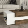 Nora Megapap melamine coffee table in white - walnut color 110x60,6x31cm.