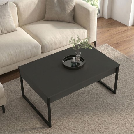 Orontes Megapap melamine coffee table in anthracite color 90x56.6x40cm.