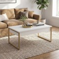 Orontes Megapap melamine coffee table in white - gold color 90x56.6x40cm.