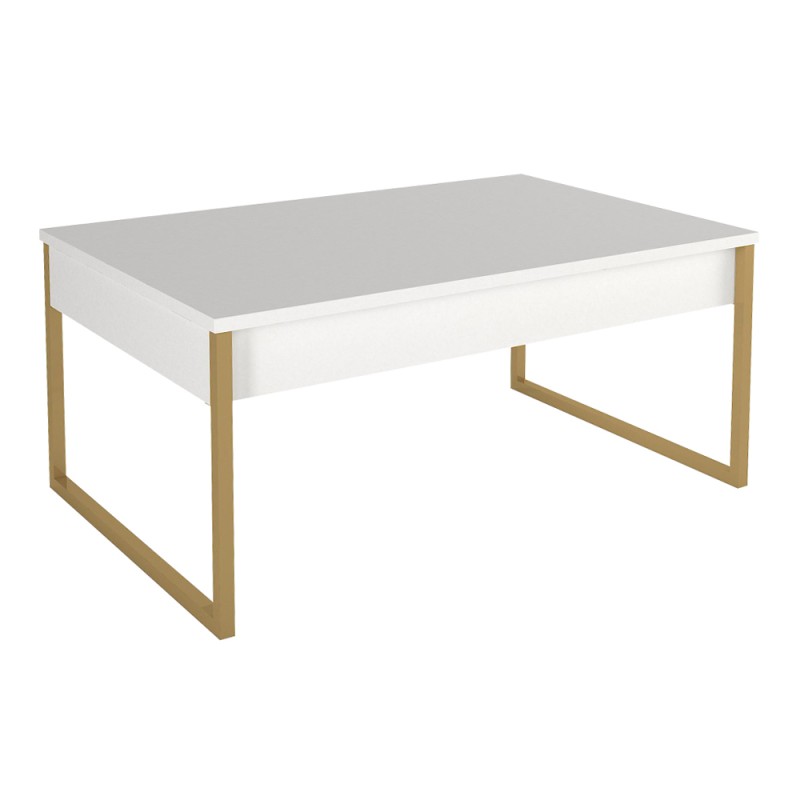 Orontes Megapap melamine coffee table in white - gold color 90x56.6x40cm.