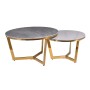 OTTO Set-2 Coffee Tables D80+D60 Gold Chromed/Sintered Stone Grey-White Marble