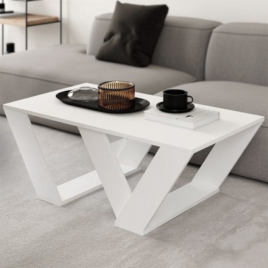 Pipra Megapap melamine coffee table in white color 110x60x40cm.