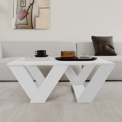 Pipra Megapap melamine coffee table in white color 110x60x40cm.