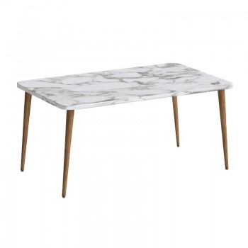 Τραπεζάκι σαλονιού Plane Megapap χρώμα λευκό εφέ μαρμάρου 90x55x41εκ.