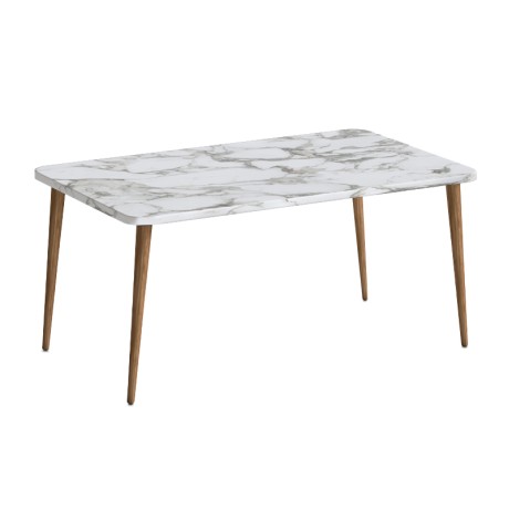 Plane Megapap melamine coffee table in white marble effect color 90x55x41cm.