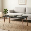 Plane Megapap melamine coffee table in black marble effect color 90x55x41cm.