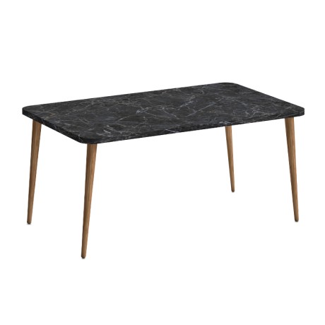 Plane Megapap melamine coffee table in black marble effect color 90x55x41cm.