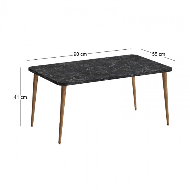 Plane Megapap melamine coffee table in black marble effect color 90x55x41cm.