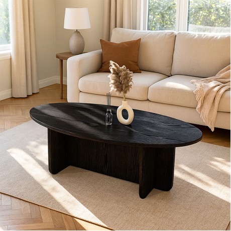 Ravey Megapap melamine coffee table in sencron black color 120x60x39.8cm.