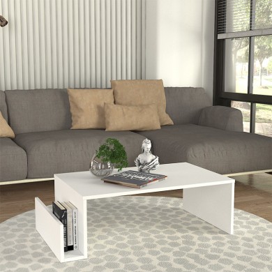 Regnar Megapap melamine coffee table in white color 100.6x55x31.8cm.