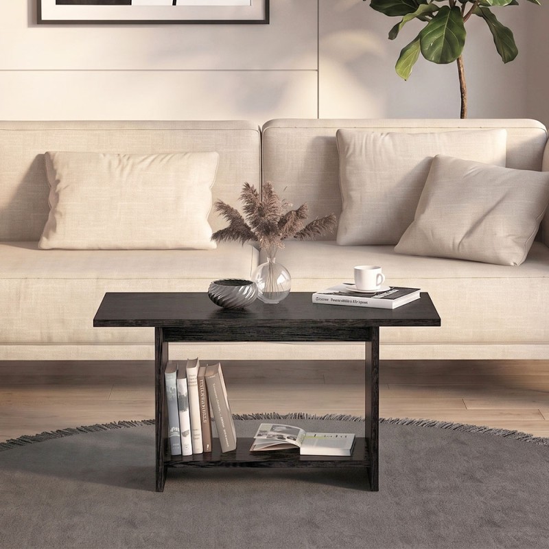Τραπεζάκι σαλονιού Rema Megapap χρώμα sencron black 80x40x41,8εκ.