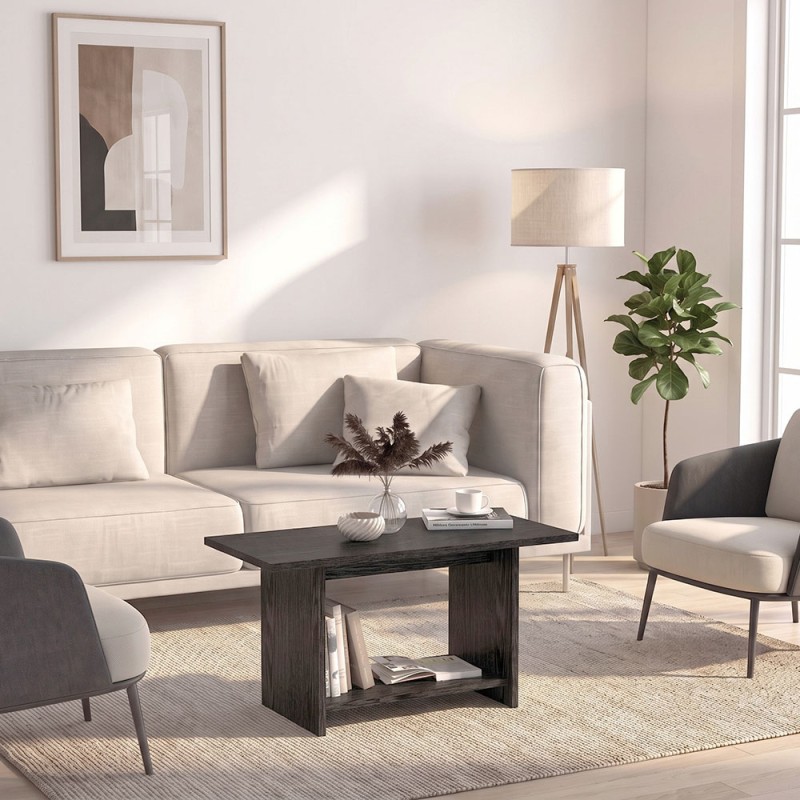 Τραπεζάκι σαλονιού Rema Megapap χρώμα sencron black 80x40x41,8εκ.