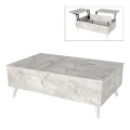 Roy Megapap coffee table with melamine polymorphic white marble color 121x69x40cm.