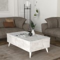 Roy Megapap coffee table with melamine polymorphic white marble color 121x69x40cm.