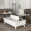 Roy Megapap coffee table with melamine polymorphic white marble color 121x69x40cm.