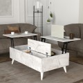 Roy Megapap coffee table with melamine polymorphic white marble color 121x69x40cm.