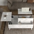 Roy Megapap coffee table with melamine polymorphic white marble color 121x69x40cm.